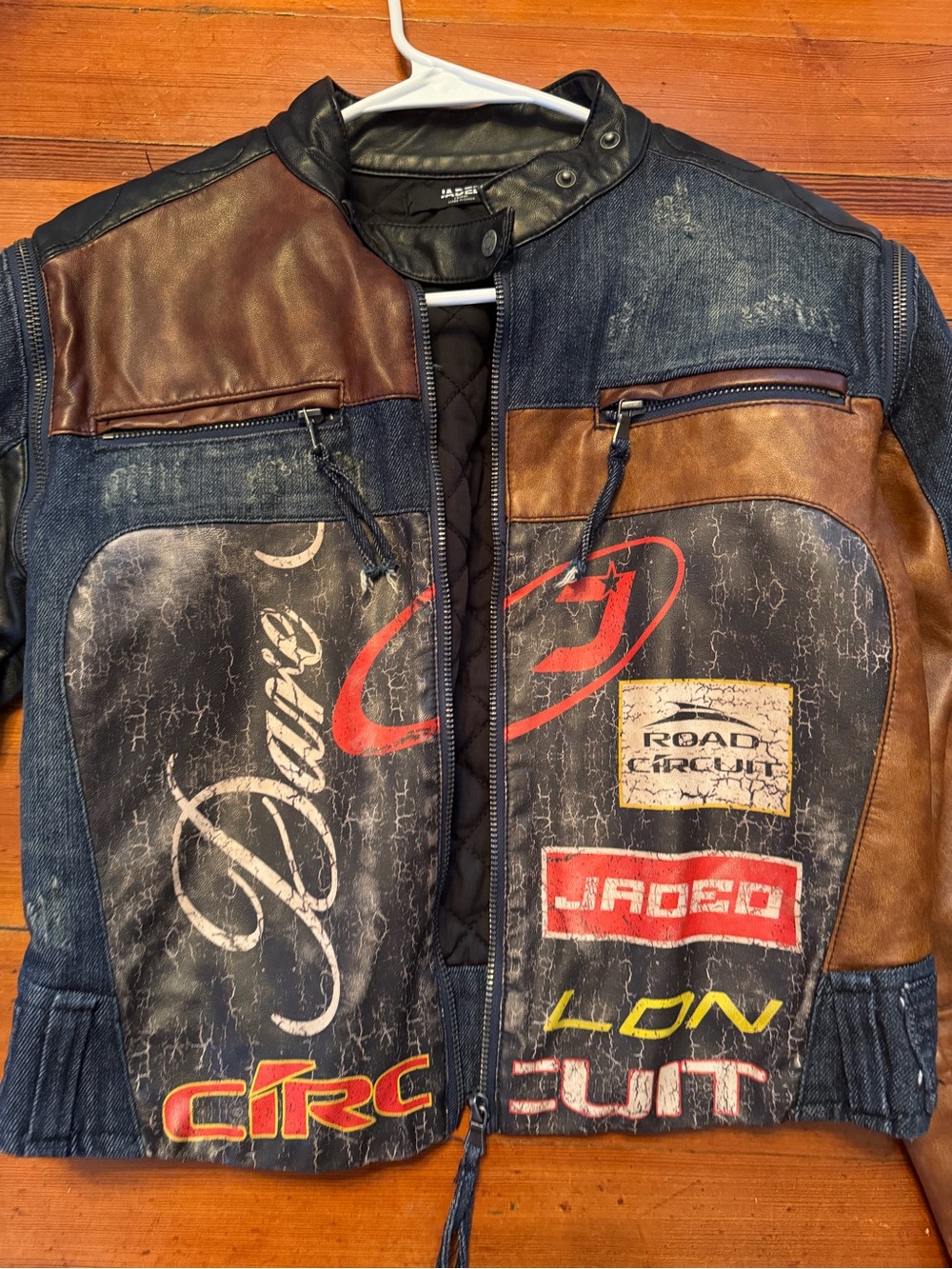 Jaded London Daytona Patchwork Vegan Leather Moto Racer Jacket - Picture 4 of 7